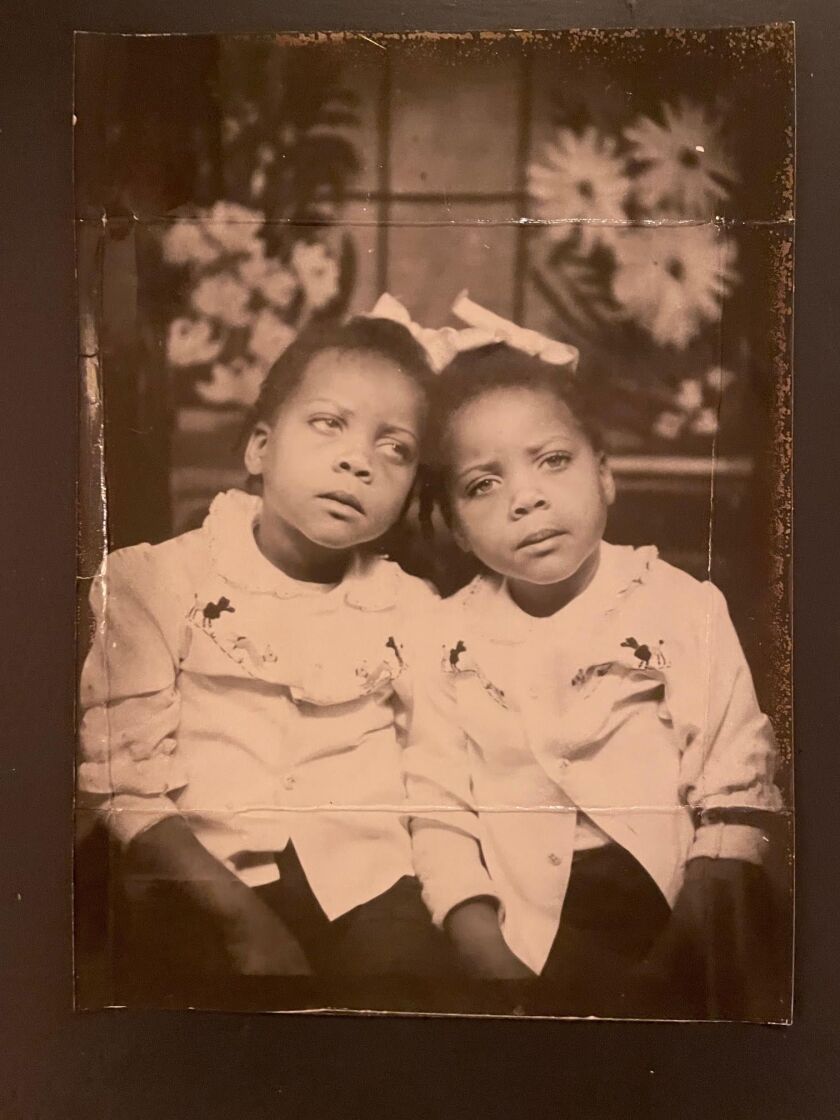 Identical twins Mary Mitchell (left) and Marie Crossley.